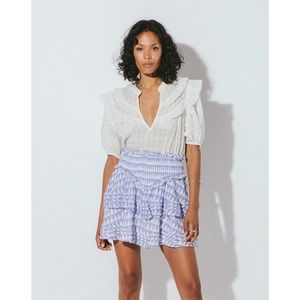 Cleobella White and Purple Mini Skirt